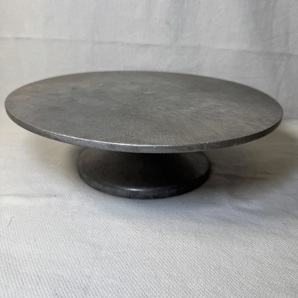 Vintage Heavy Duty Cast Aluminum Revolving Cake Stand Professional Turntable